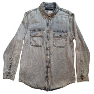 Ksubi Dreamstate Denim Button Down Womens XS Light Acid‎ Wash Streetwear Luxury